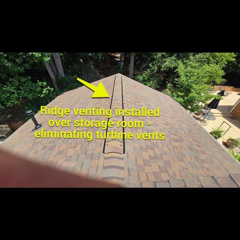 Ridge venting on Heather blend architectural roof Ridge venting on Heather blend architectural roof