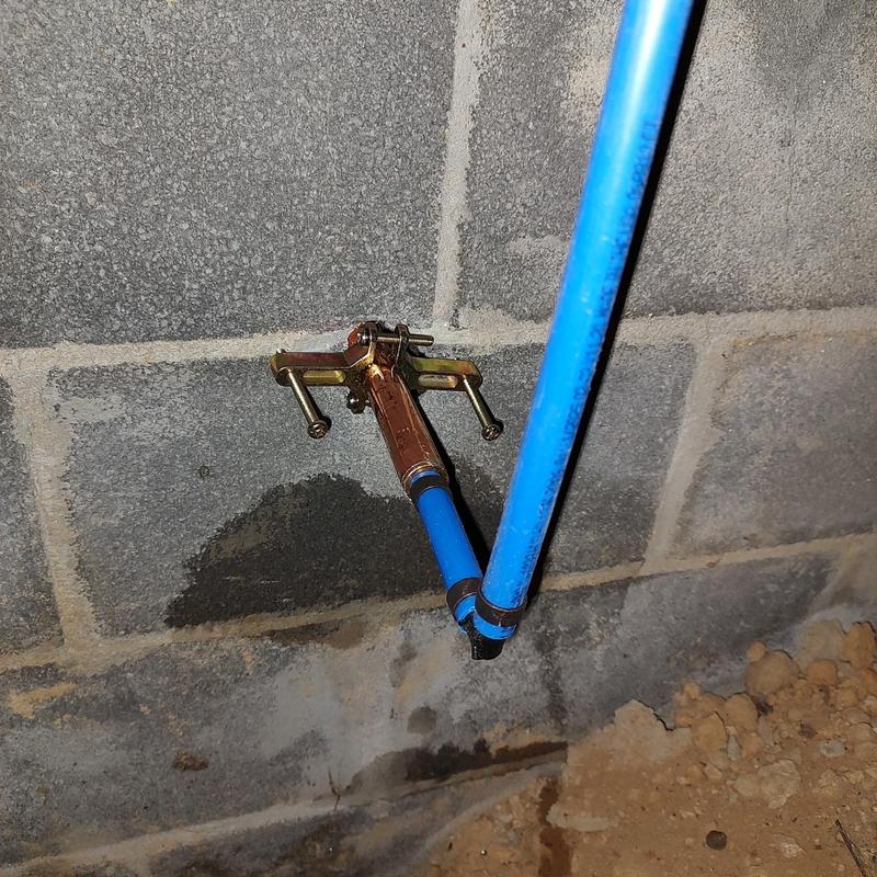 Frost free hose bib with new PEX piping installation