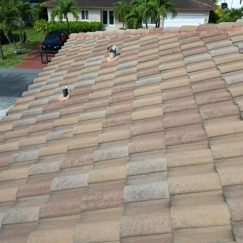 Tile roof with vent pipe flashing repairs in Miami