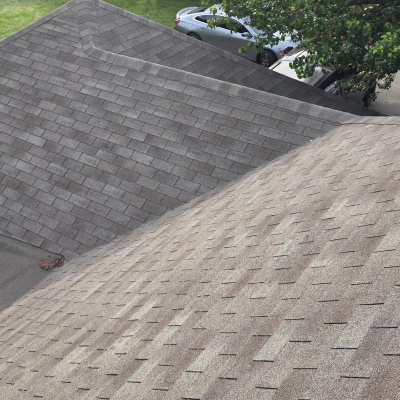Asphalt shingle roofing with wind and hail damage in Terrell
