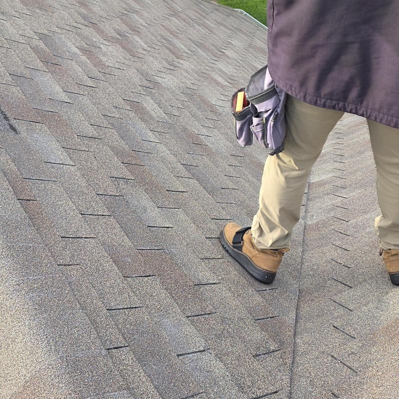 Asphalt shingle roof with wind and hail damage inspection