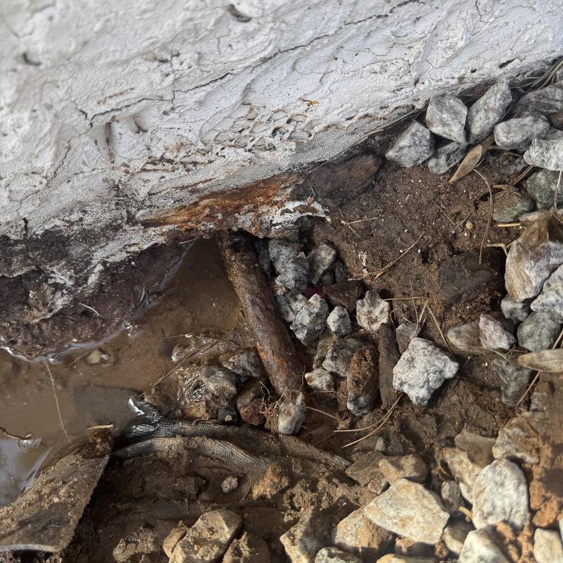 Galvanized waterline corrosion leak by foundation wall Galvanized waterline corrosion leak by foundation wall