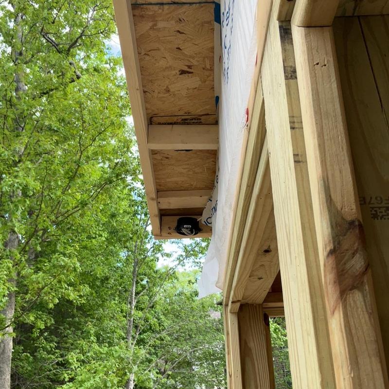 Wood framing and soffit installation exterior view