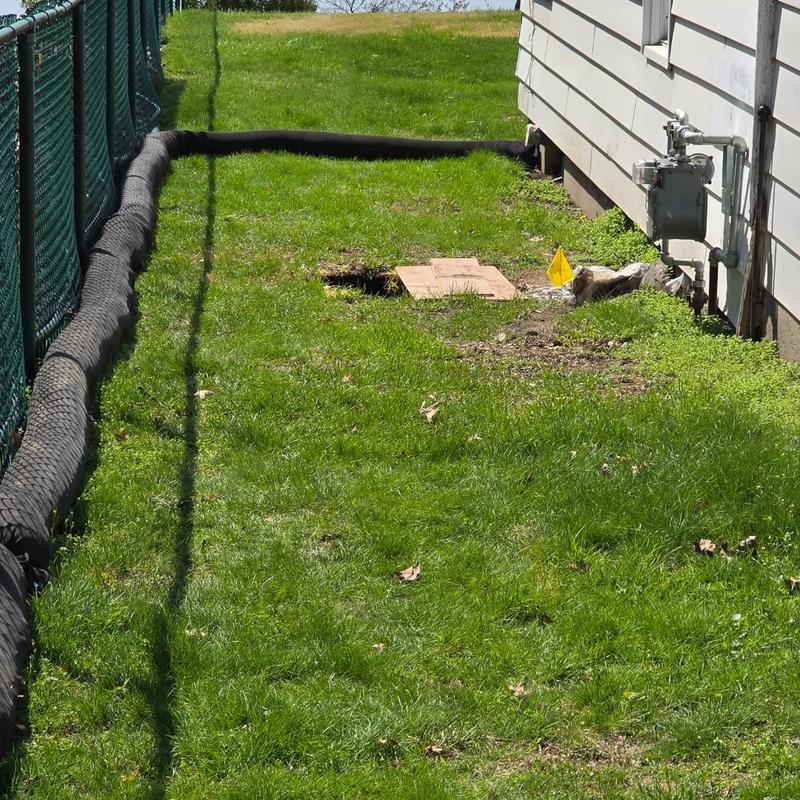 Septic bypass silt sock installed along fence line