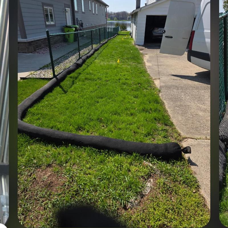 Silt sock installation for septic bypass in yard