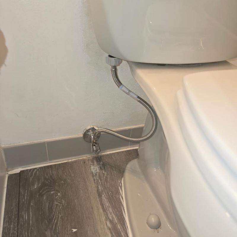 Toilet water supply line and shutoff valve installation
