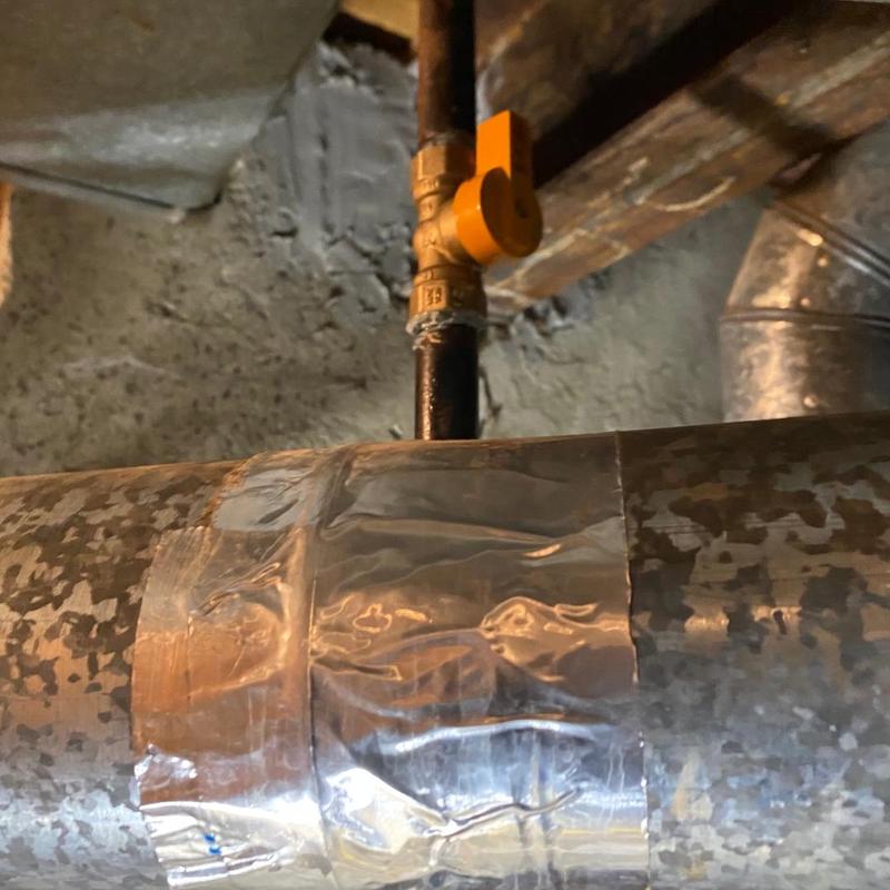 Gas control valve on water heater with duct tape
