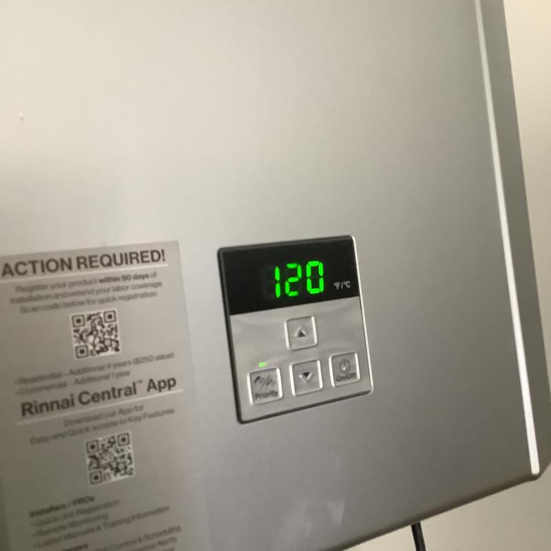Rinnai tankless water heater digital control panel