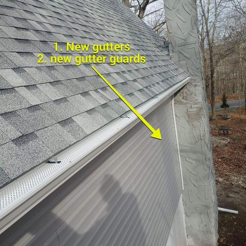 Gutter guards and new gutters installed on home roof Gutter guards and new gutters installed on home roof
