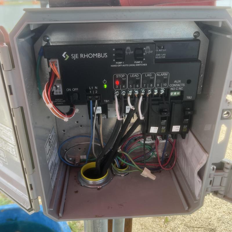 SJE Rhombus sewage ejector pump control panel wiring
