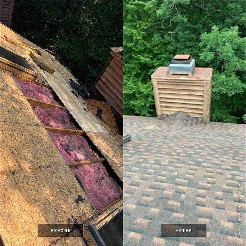 Roof decking with insulation before and shingle roof after installation Roof decking with insulation before and shingle roof after installation