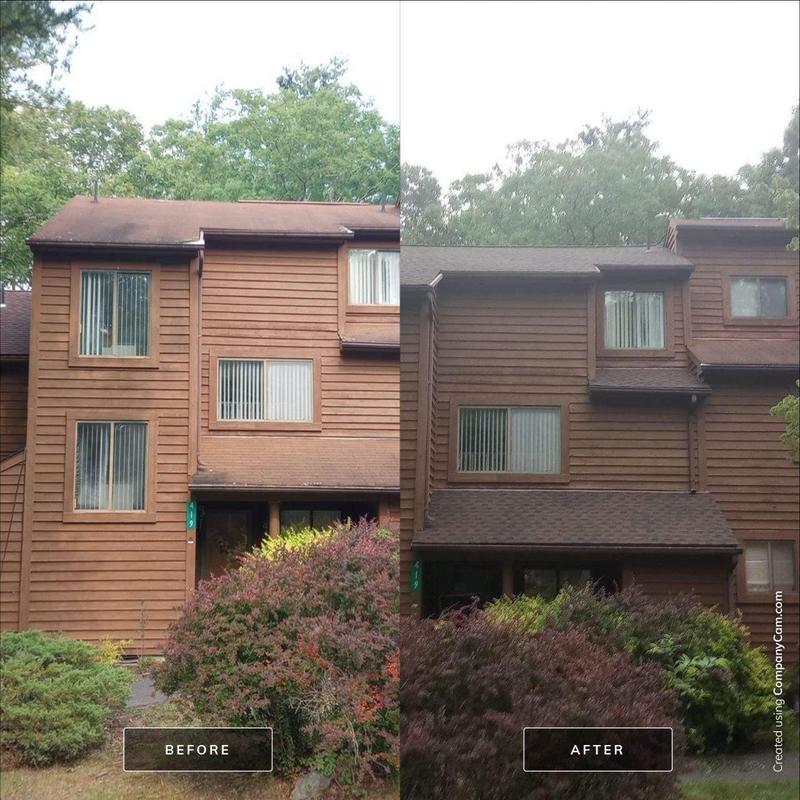Townhouse roof with new shingles installed in Bushkill, PA Townhouse roof with new shingles installed in Bushkill, PA