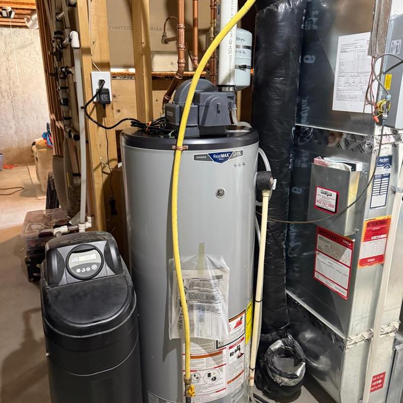 Water heater and water softener installation in basement