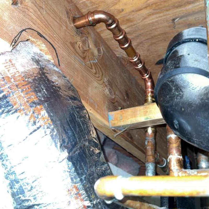 Copper ball valve and piping in wall cavity