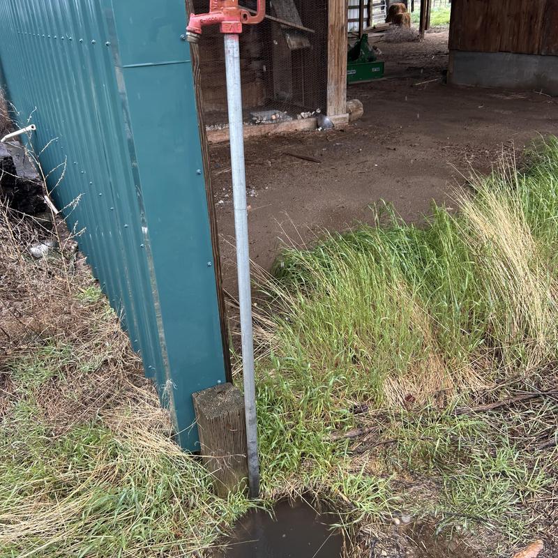 Yard hydrant leaking with surrounding wet ground