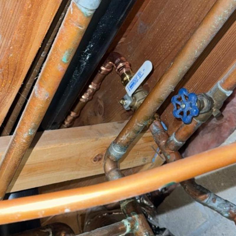 Copper piping with ball valve replacement in wall cavity