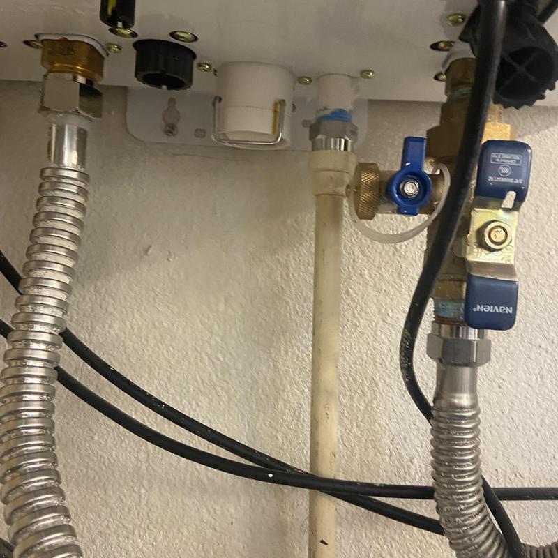 Condensation line with brass valve and fittings