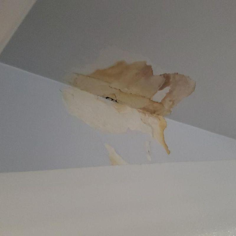 Ceiling water damage from roof leaks