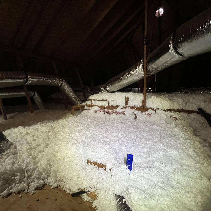 Attic loose-fill insulation with ductwork in Fort Worth