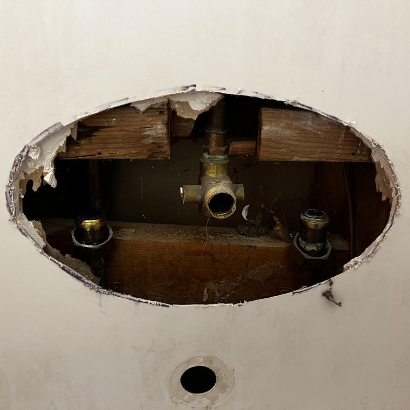 Posi-temp shower valve installation behind drywall cutout