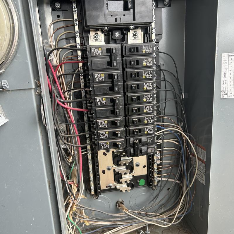 GFCI breaker panel with wiring in residential home