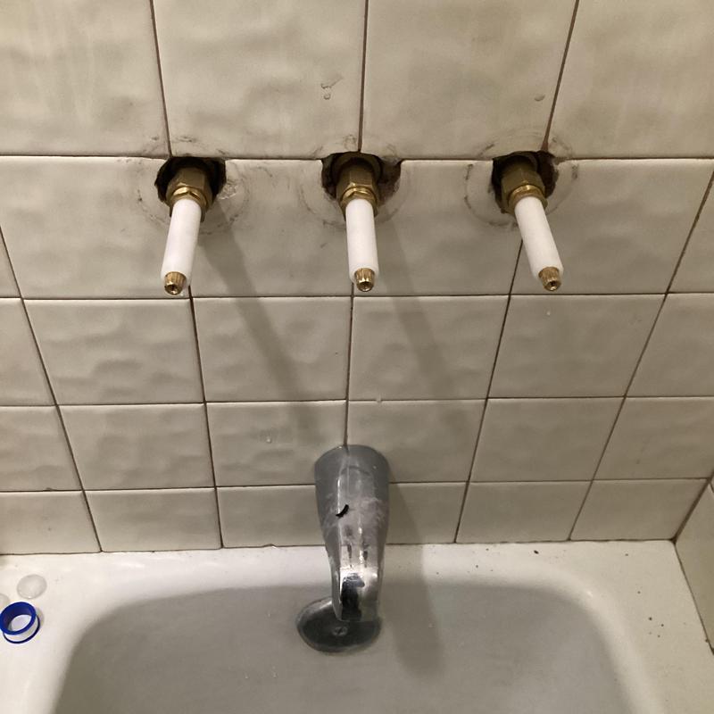 Three-handle shower valve stems without trim and handles
