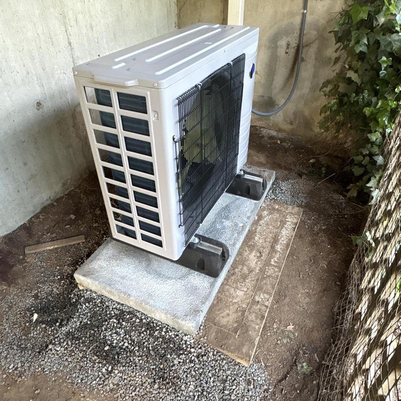 Friedrich heat pump installed on concrete pad Friedrich heat pump installed on concrete pad
