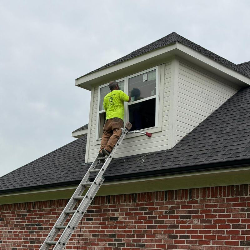 Burris vinyl energy efficient window installation on ladder