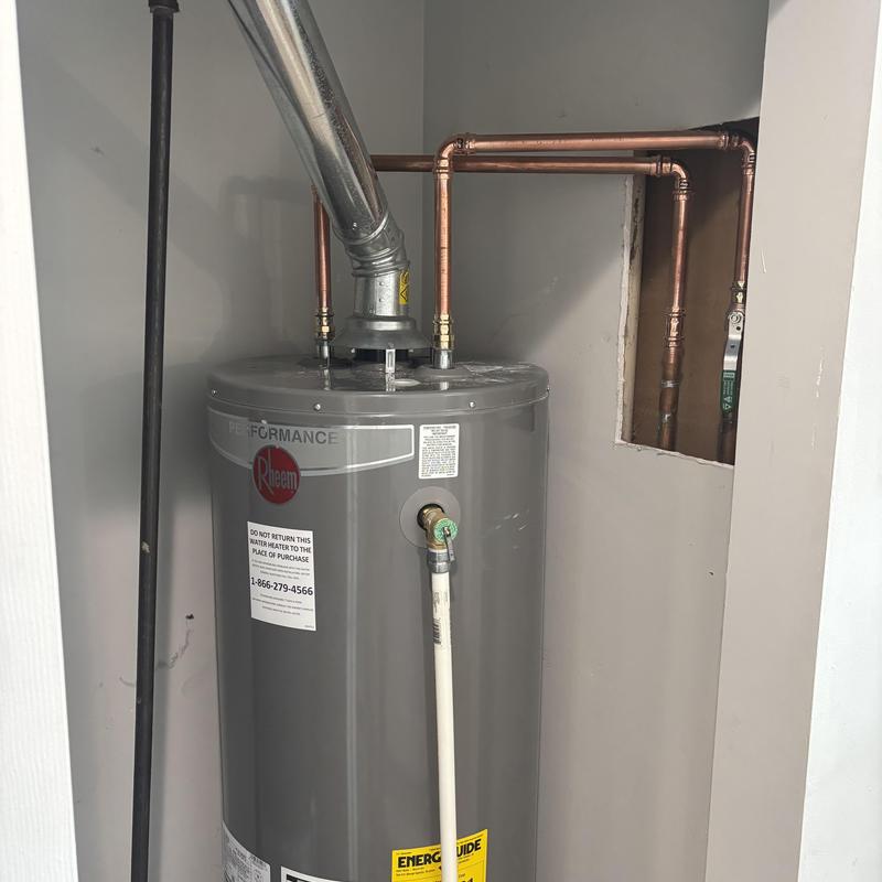 Water heater with new copper piping installation