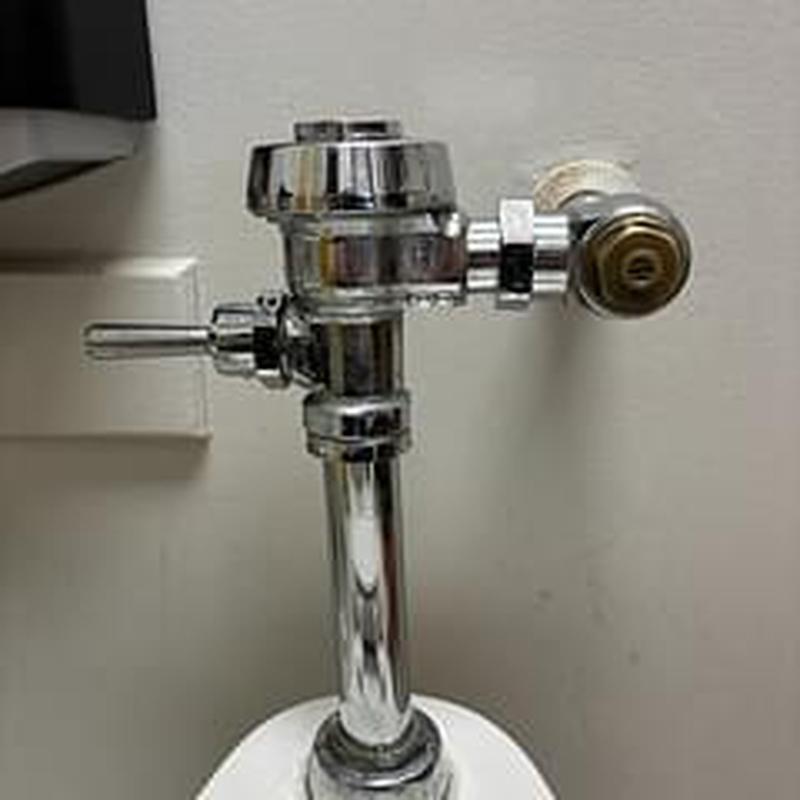 Toilet flushometer valve with shutoff handle