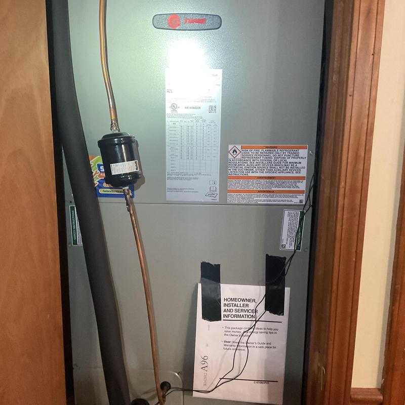 Air handler unit with service and installation information