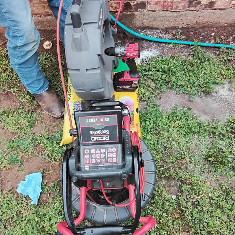 Kitchen grease line cleaning and camera inspection setup