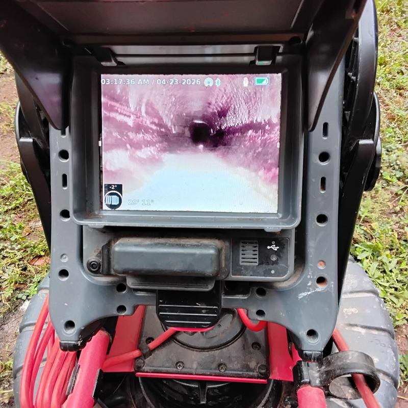 Kitchen sewer line inspection camera showing clear pipe interior