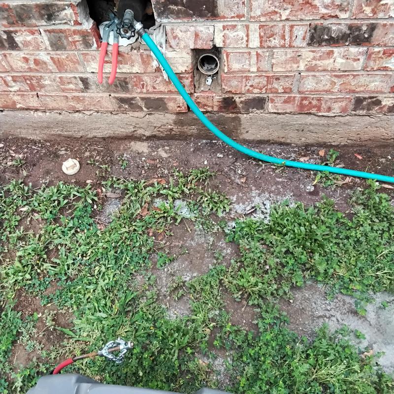 2-inch kitchen drain line with sewer cleanout and hose