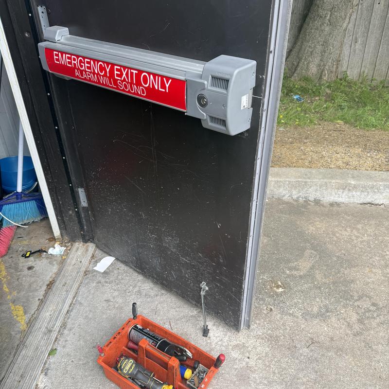 Von Duprin exit device with rekeying tools