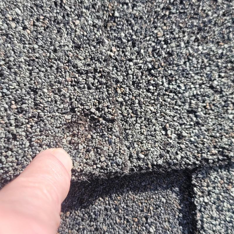 Roof shingle granule loss from hail damage in Terrell TX