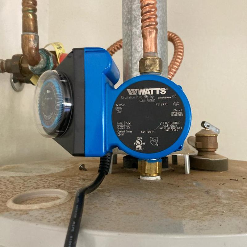 Watts hot water recirculating pump on heater