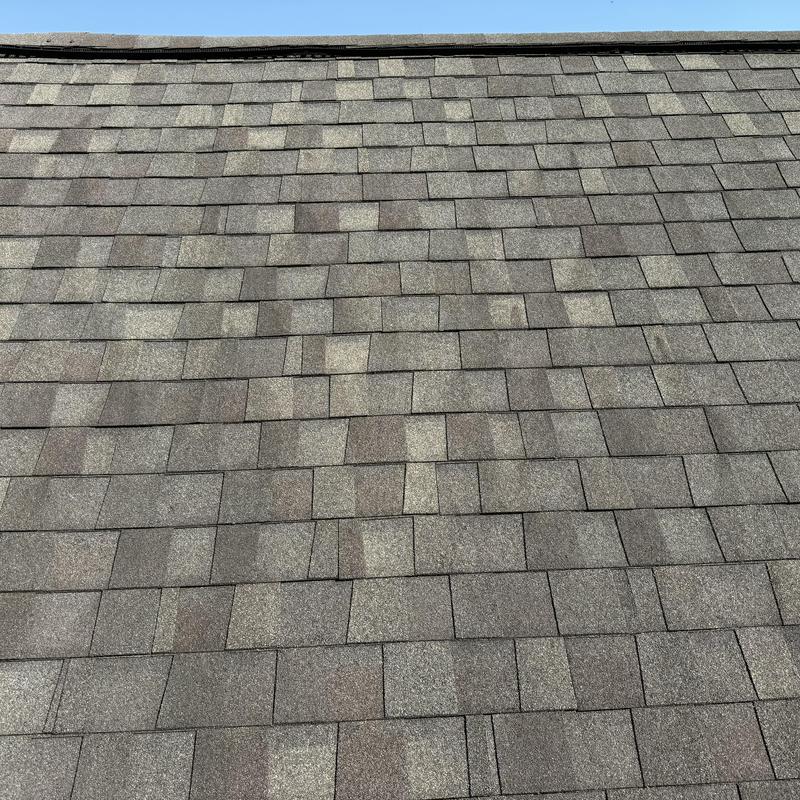 Asphalt shingle roof with no hail damage visible