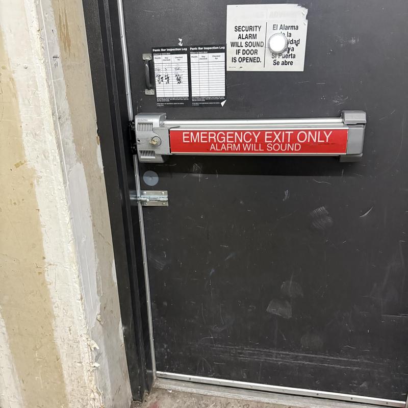 Exit device with alarm on commercial door