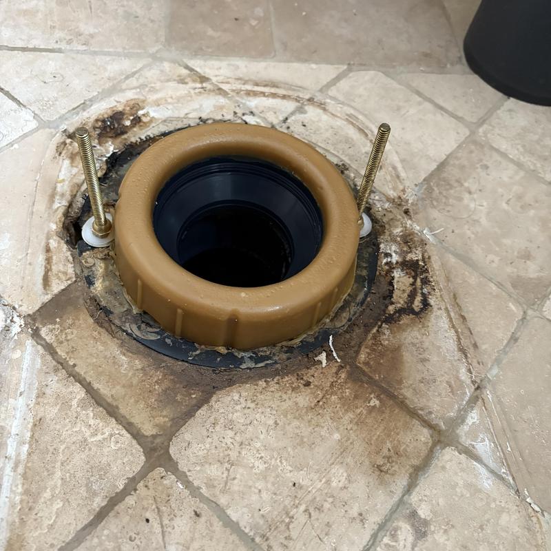 Toilet flange installation with new wax ring