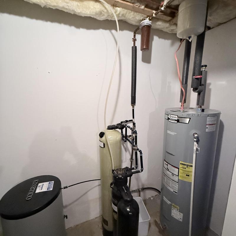 Water softener filter and piping installation with bypass