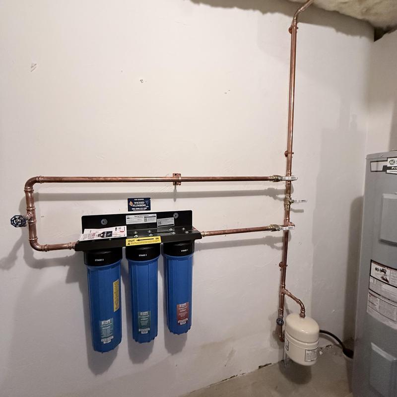 Water filter system with new piping and bypass installation