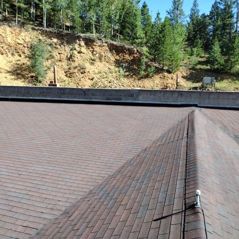 Asphalt shingle roof with visible hail damage Asphalt shingle roof with visible hail damage