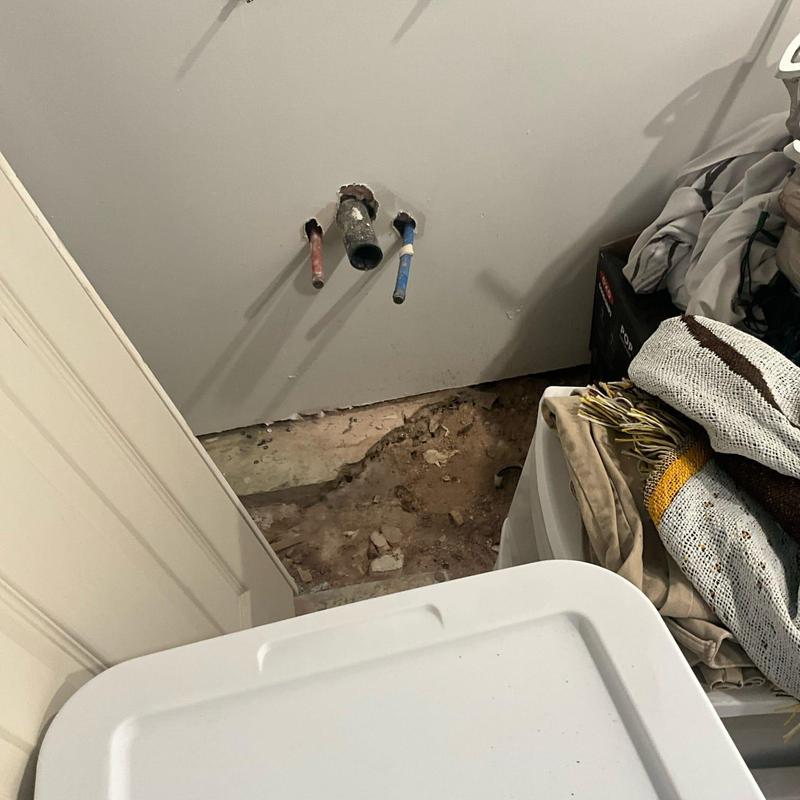 Basement bathroom open drain pipes capped and sealed