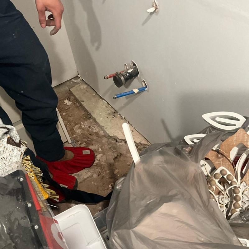 Basement bathroom drain pipes capped and plugged