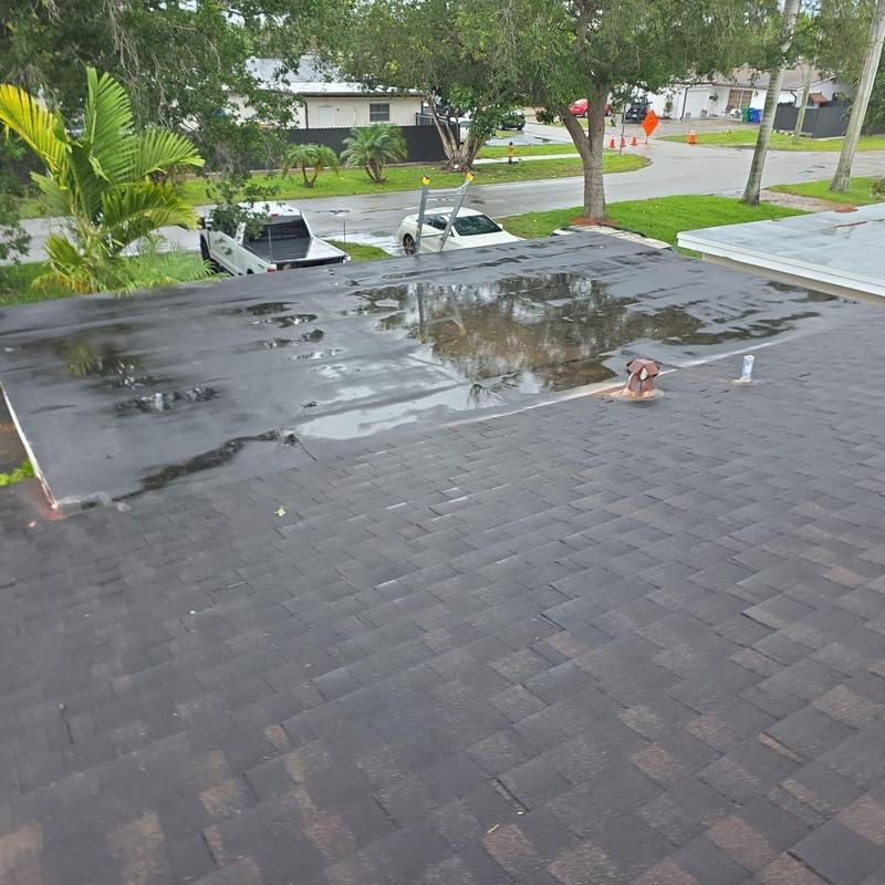 Flat roof membrane and shingle roof section replacement