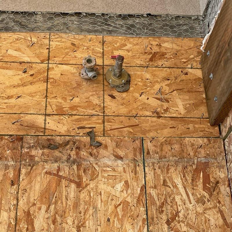 Backyard hose bib and barbecue spicket capped in ceiling