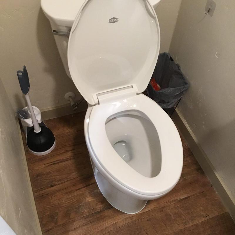 Toilet replacement with flange and wax ring, bathroom view