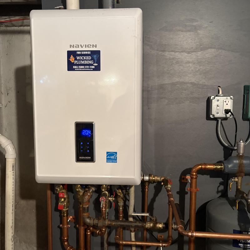 Navien tankless water heater with pipe repairs