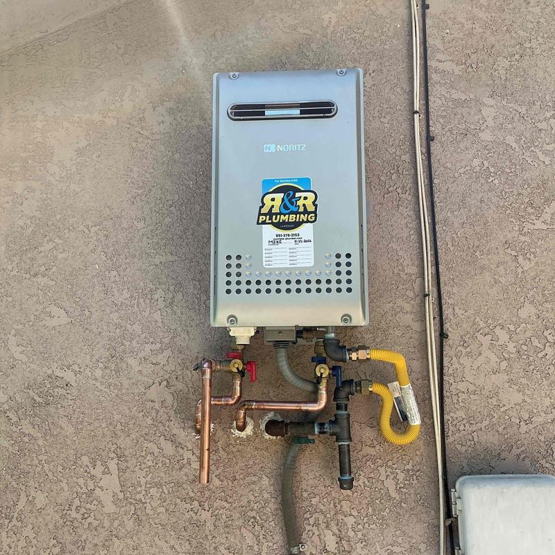 Noritz tankless water heater with new plumbing lines
